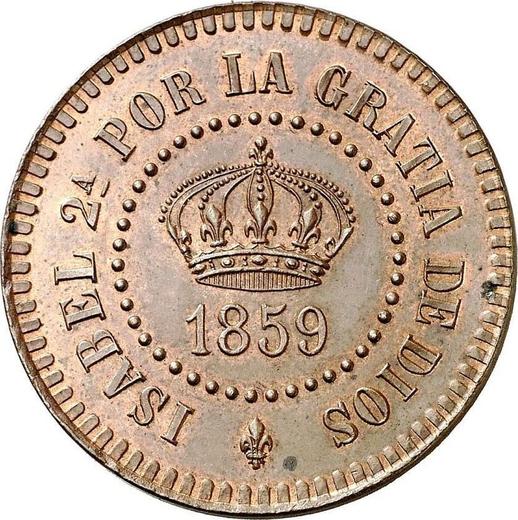 Аверс монеты - Пробные 2 сентаво 1859 года - цена  монеты - Филиппины, Изабелла II