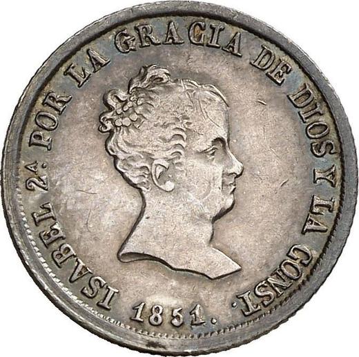 Аверс монеты - 2 реала 1851 года S RD - цена серебряной монеты - Испания, Изабелла II