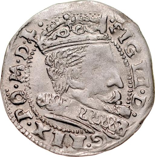 Аверс монеты - 1 грош 1607 года "Литва" Богория без щита Рамка с обеих сторон - цена серебряной монеты - Польша, Сигизмунд III Ваза