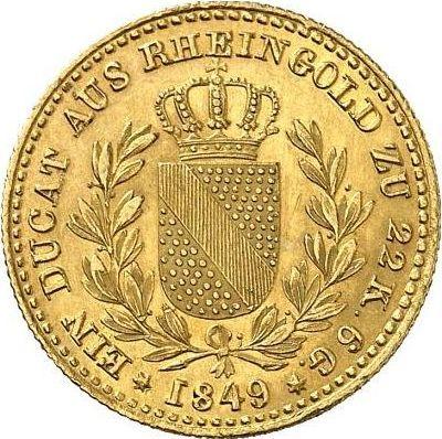 Rewers monety - Dukat 1849 - cena złotej monety - Badenia, Leopold
