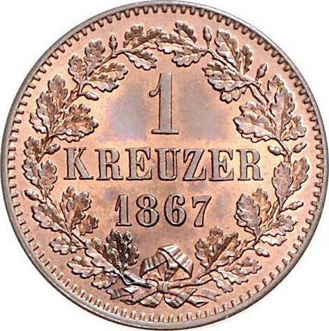 Reverso 1 Kreuzer 1867 - valor de la moneda  - Baden, Federico I