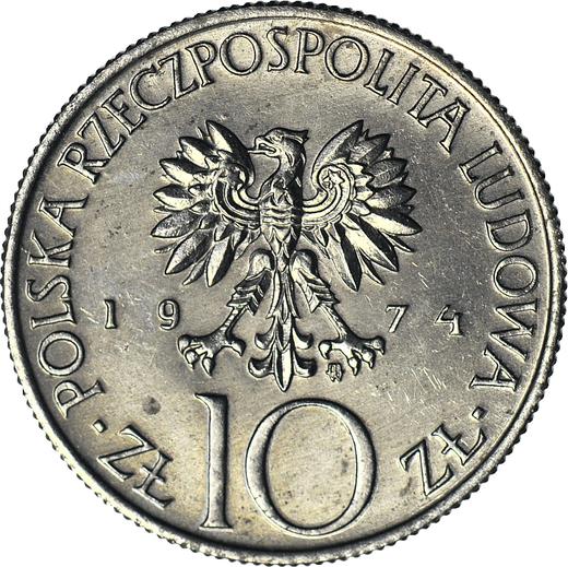 Obverse Pattern 10 Zlotych 1974 MW AJ "200th Birthday of Adam Mickiewicz" Copper-Nickel -  Coin Value - Poland, Peoples Republic
