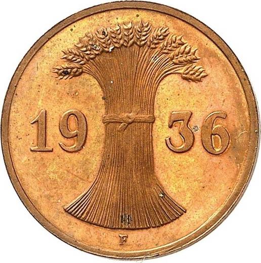 Реверс монеты - 1 рейхспфенниг 1936 года F - цена  монеты - Германия, Bеймарская республика