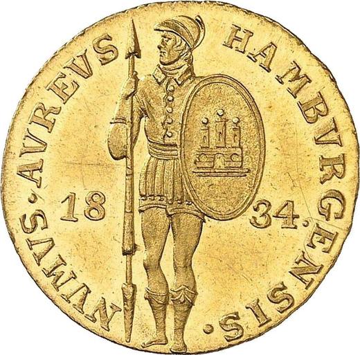 Аверс монеты - Дукат 1834 года - цена  монеты - Гамбург, Вольный город