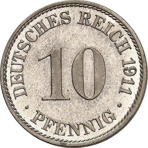 Аверс монеты - 10 пфеннигов 1911 года A "Тип 1890-1916" - цена  монеты - Германия, Германская Империя