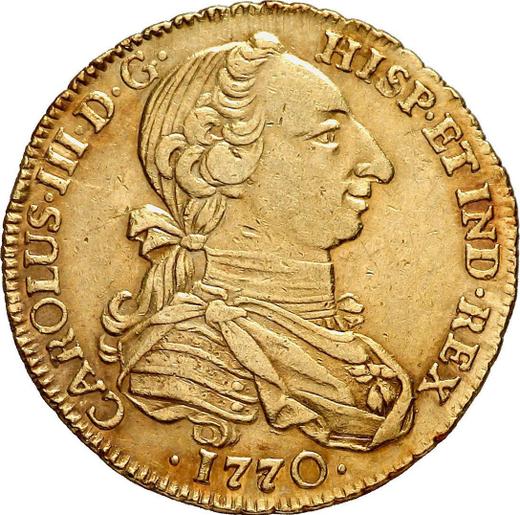 Awers monety - 4 escudo 1770 NR VJ - cena złotej monety - Kolumbia, Karol III