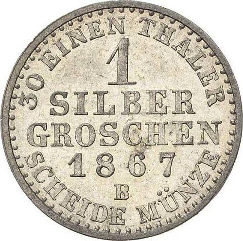 Reverso 1 Silber Groschen 1867 B - valor de la moneda de plata - Prusia, Guillermo I