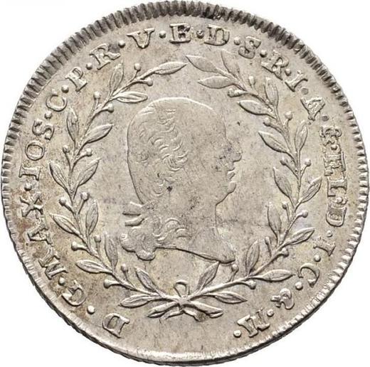 Awers monety - 20 krajcarow 1802 - cena srebrnej monety - Bawaria, Maksymilian I