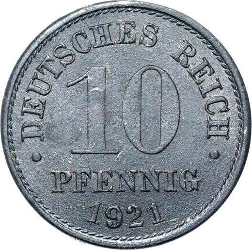 Anverso 10 Pfennige 1921 "Tipo 1917-1922" - valor de la moneda  - Alemania, Imperio alemán