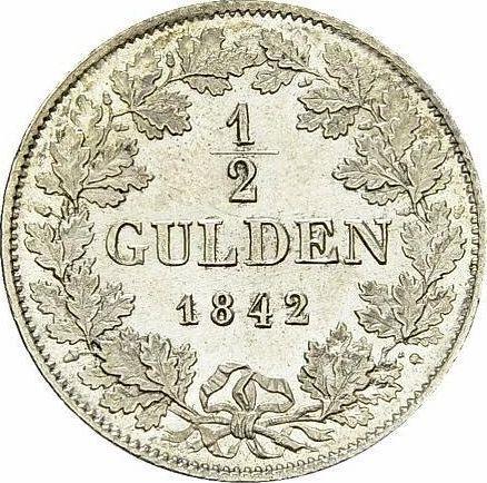 Реверс монеты - 1/2 гульдена 1842 года D - цена серебряной монеты - Баден, Леопольд