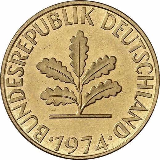 Реверс монеты - 10 пфеннигов 1974 года J - цена  монеты - Германия, ФРГ