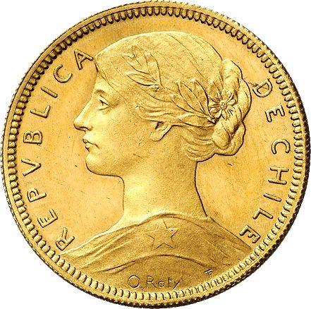 Аверс монеты - 20 песо 1896 года So - цена золотой монеты - Чили, Республика