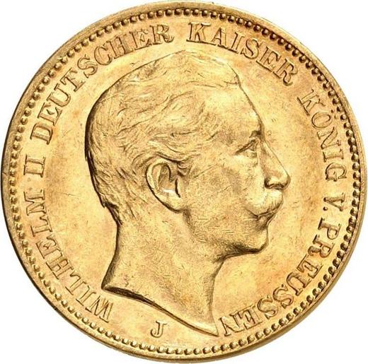 Аверс монеты - 20 марок 1910 года J "Пруссия" - цена золотой монеты - Германия, Германская Империя