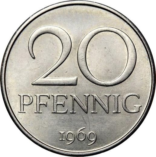 Аверс монеты - 20 пфеннигов 1969 года Медно-никель Пробные - цена  монеты - Германия, ГДР