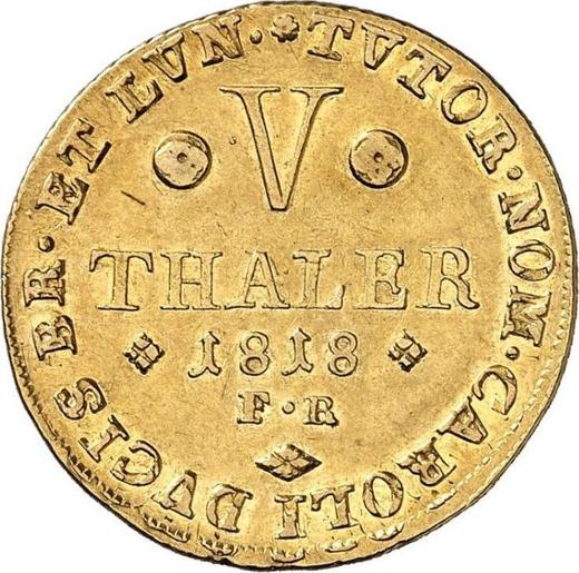 Reverso 5 táleros 1818 FR - valor de la moneda de oro - Brunswick-Wolfenbüttel, Carlos II