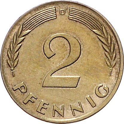 Аверс монеты - 2 пфеннига 1950-1969 года Магнитная - цена  монеты - Германия, ФРГ