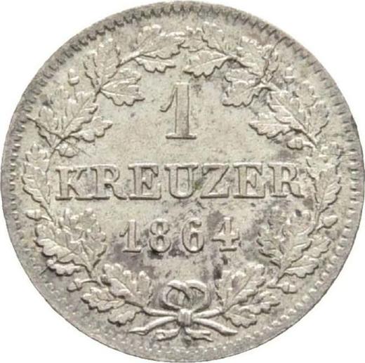 Реверс монеты - 1 крейцер 1864 года - цена серебряной монеты - Бавария, Максимилиан II