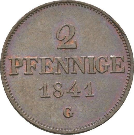 Реверс монеты - 2 пфеннига 1841 года G - цена  монеты - Саксония-Альбертина, Фридрих Август II