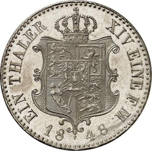Reverso Tálero 1848 A "Tipo 1841-1849" - valor de la moneda de plata - Hannover, Ernesto Augusto 