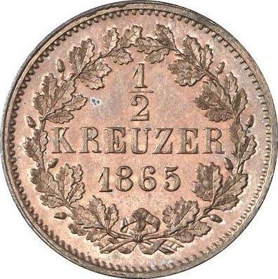 Rewers monety - 1/2 krajcara 1865 - cena  monety - Badenia, Fryderyk I