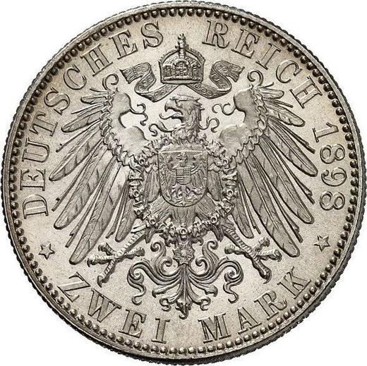 Реверс монеты - 2 марки 1898 года E "Саксония" - цена серебряной монеты - Германия, Германская Империя