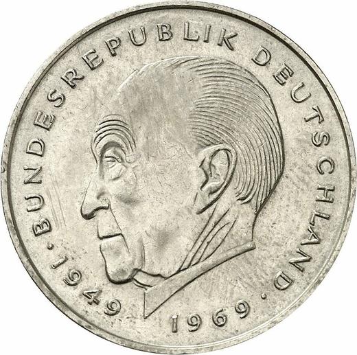 Аверс монеты - 2 марки 1977 года D "Аденауэр" - цена  монеты - Германия, ФРГ