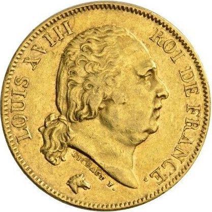 Obverse 40 Francs 1816 B "Type 1816-1824" Rouen - France, Louis XVIII