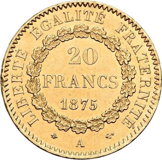 Reverse 20 Francs 1875 A "Type 1871-1898" Paris - France, Third Republic