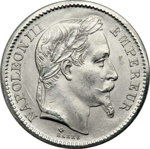 Аверс монеты - 20 франков 1863 года BB "Тип 1861-1870" Страсбург Платина - цена платиновой монеты - Франция, Наполеон III