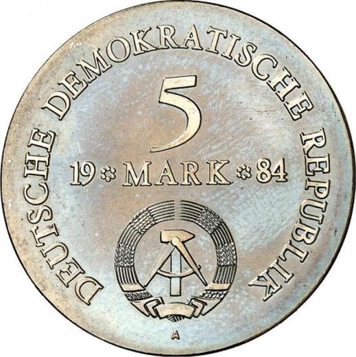 Reverso 5 marcos 1984 A "Lützow" - valor de la moneda  - Alemania, República Democrática Alemana (RDA)