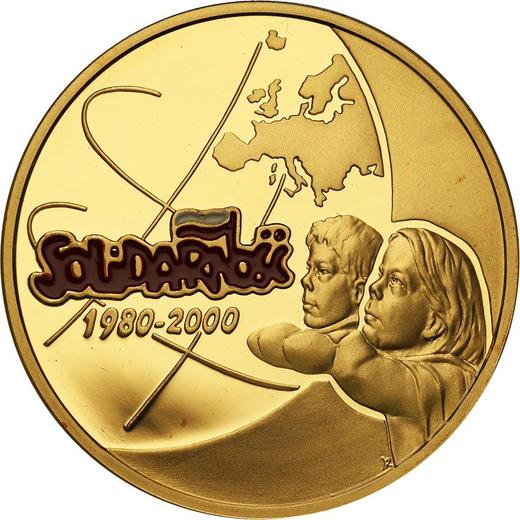 Reverse 200 Zlotych 2000 MW RK "The 10th Anniversary of forming the Solidarity Trade Union" - Gold Coin Value - Poland, III Republic after denomination