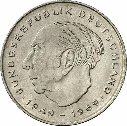 Аверс монеты - 2 марки 1980 года F "Теодор Хойс" - цена  монеты - Германия, ФРГ
