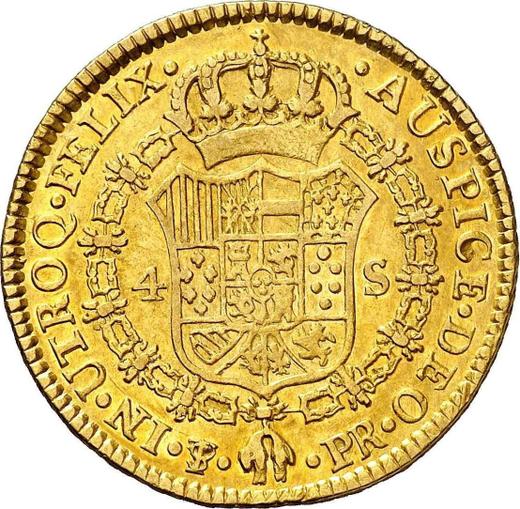 Реверс монеты - 4 эскудо 1787 года PTS PR - цена золотой монеты - Боливия, Карл III