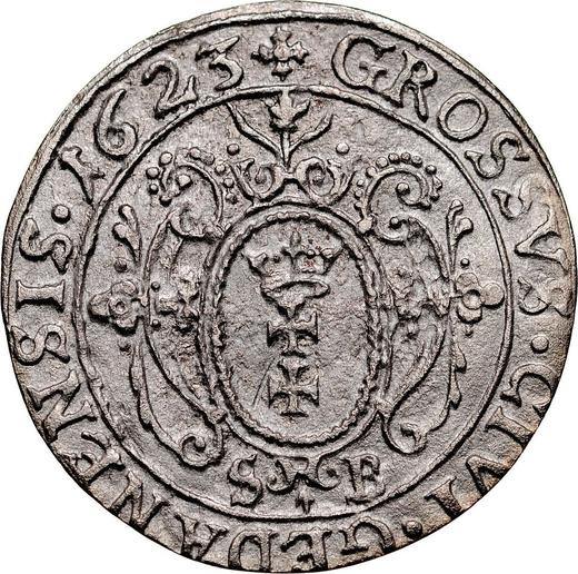 Реверс монеты - 1 грош 1623 года SB "Гданьск" - цена серебряной монеты - Польша, Сигизмунд III Ваза