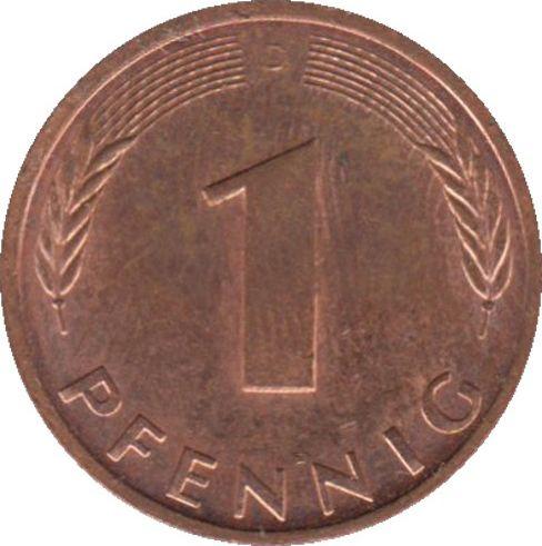 Аверс монеты - 1 пфенниг 1994 года D - цена  монеты - Германия, ФРГ