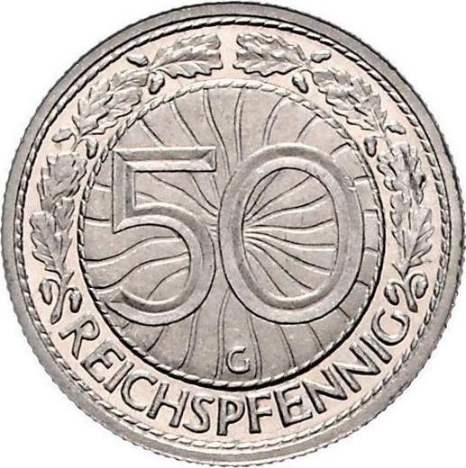 Реверс монеты - 50 рейхспфеннигов 1930 года G - цена  монеты - Германия, Bеймарская республика