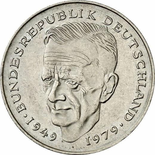 Аверс монеты - 2 марки 1991 года D "Курт Шумахер" - цена  монеты - Германия, ФРГ