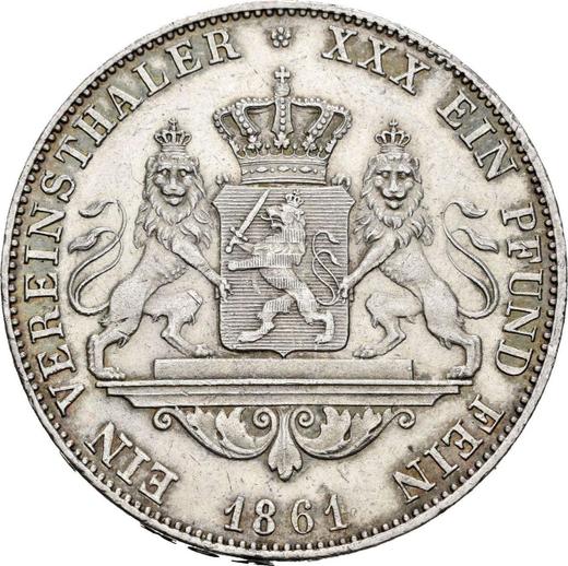 Reverso Tálero 1861 - valor de la moneda de plata - Hesse-Darmstadt, Luis III