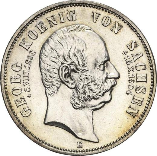 Аверс монеты - 5 марок 1904 года E "Саксония" Даты жизни - цена серебряной монеты - Германия, Германская Империя