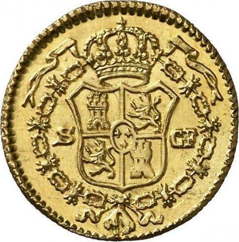 Реверс монеты - 1/2 эскудо 1776 года S CF - цена золотой монеты - Испания, Карл III