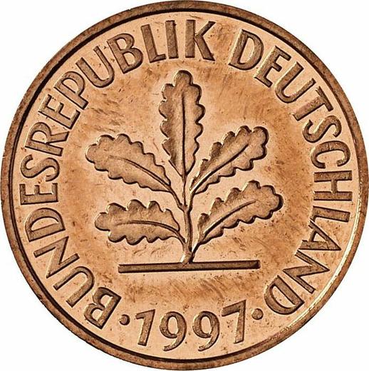 Реверс монеты - 2 пфеннига 1997 года D - цена  монеты - Германия, ФРГ