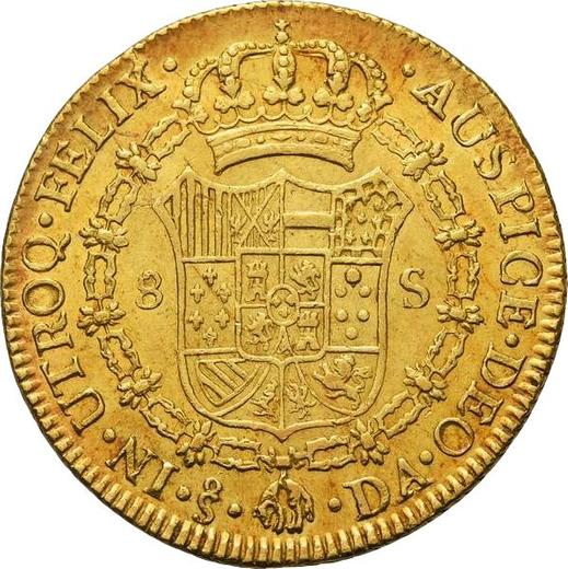 Rewers monety - 8 escudo 1791 So DA "Typ 1791-1808" - cena złotej monety - Chile, Karol IV
