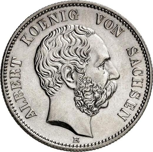 Аверс монеты - 2 марки 1877 года E "Саксония" - цена серебряной монеты - Германия, Германская Империя