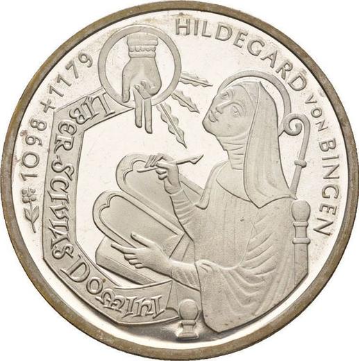 Anverso 10 marcos 1998 D "Hildegarda de Bingen" - valor de la moneda de plata - Alemania, RFA