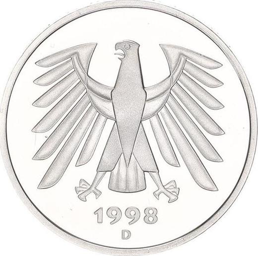 Reverso 5 marcos 1998 D - valor de la moneda  - Alemania, RFA