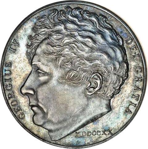 Awers monety - Próba 1 korona MDCCCXX (1820) - cena srebrnej monety - Wielka Brytania, Jerzy IV