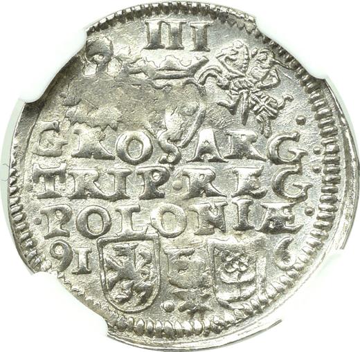 Reverso Trojak (3 groszy) 1596 IF "Casa de moneda de Poznan" - valor de la moneda de plata - Polonia, Segismundo III