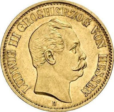 Аверс монеты - 10 марок 1872 года H "Гессен" - цена золотой монеты - Германия, Германская Империя