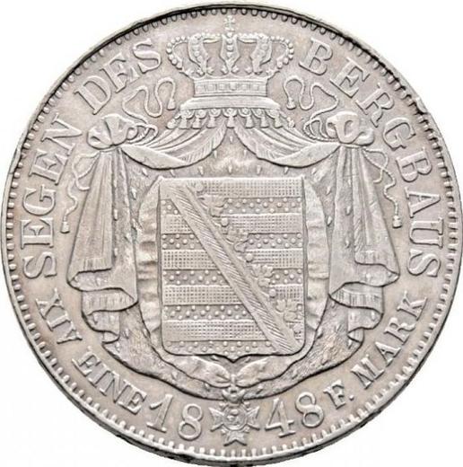 Reverso Tálero 1848 F "Minero" - valor de la moneda de plata - Sajonia, Federico Augusto II