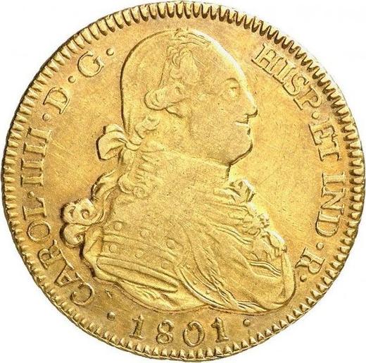 Awers monety - 4 escudo 1801 PTS PP - cena złotej monety - Boliwia, Karol IV